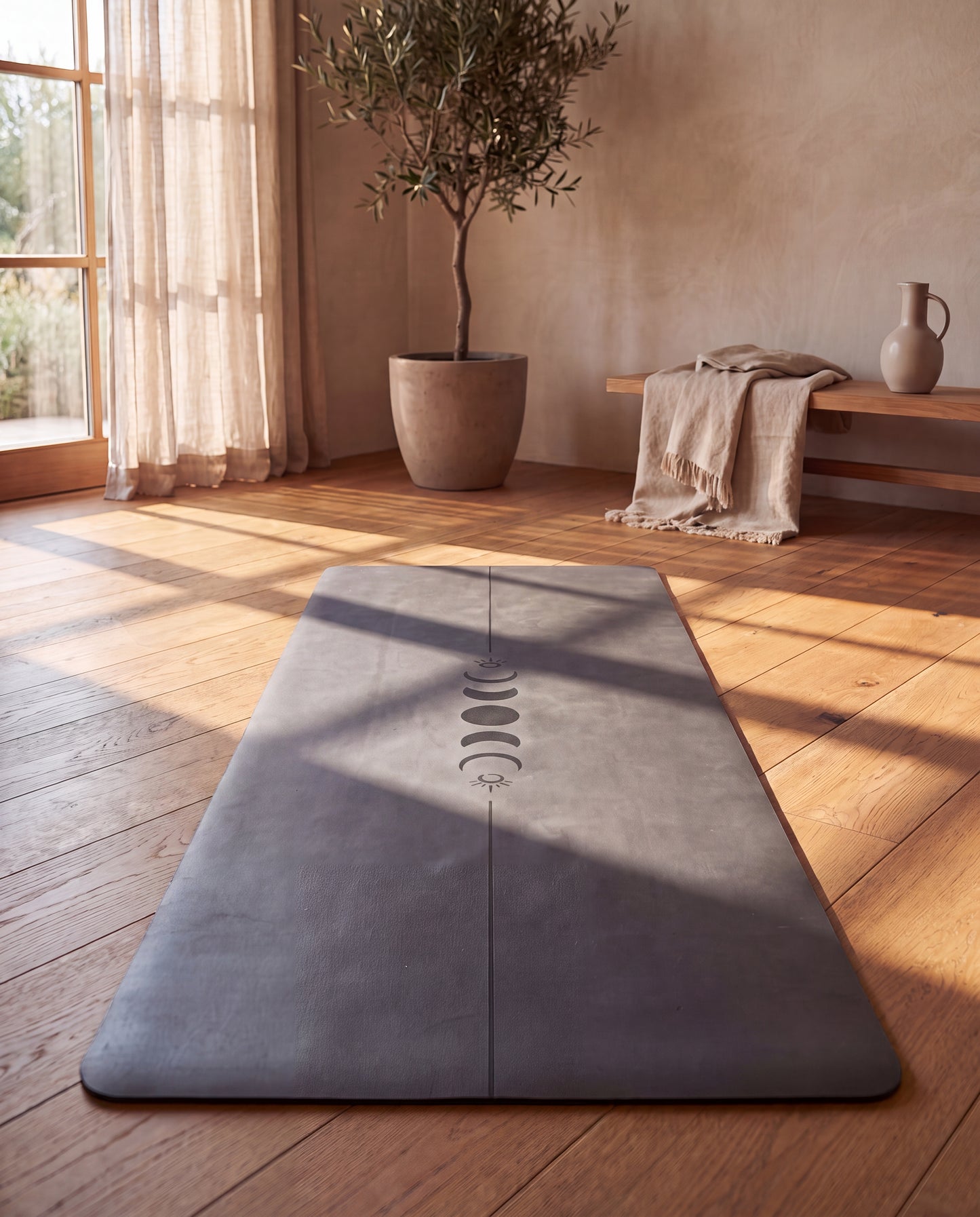 Rutschfeste Yogamatte grau