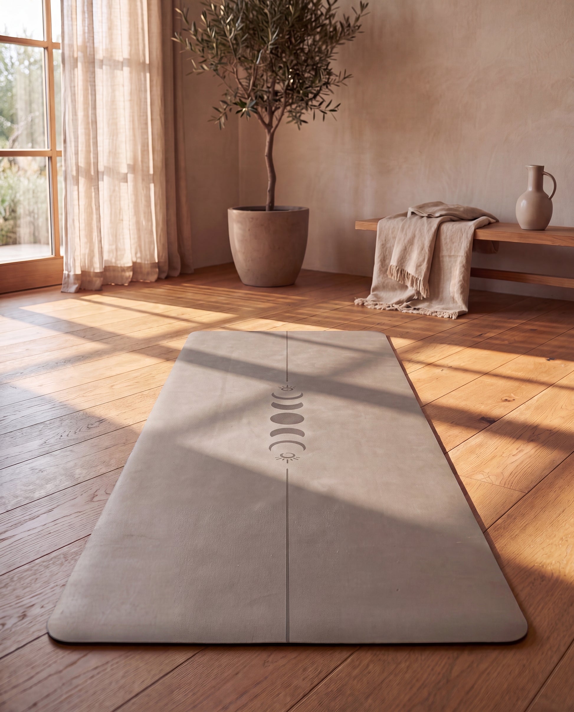 Rutschfeste Yogamatte beige